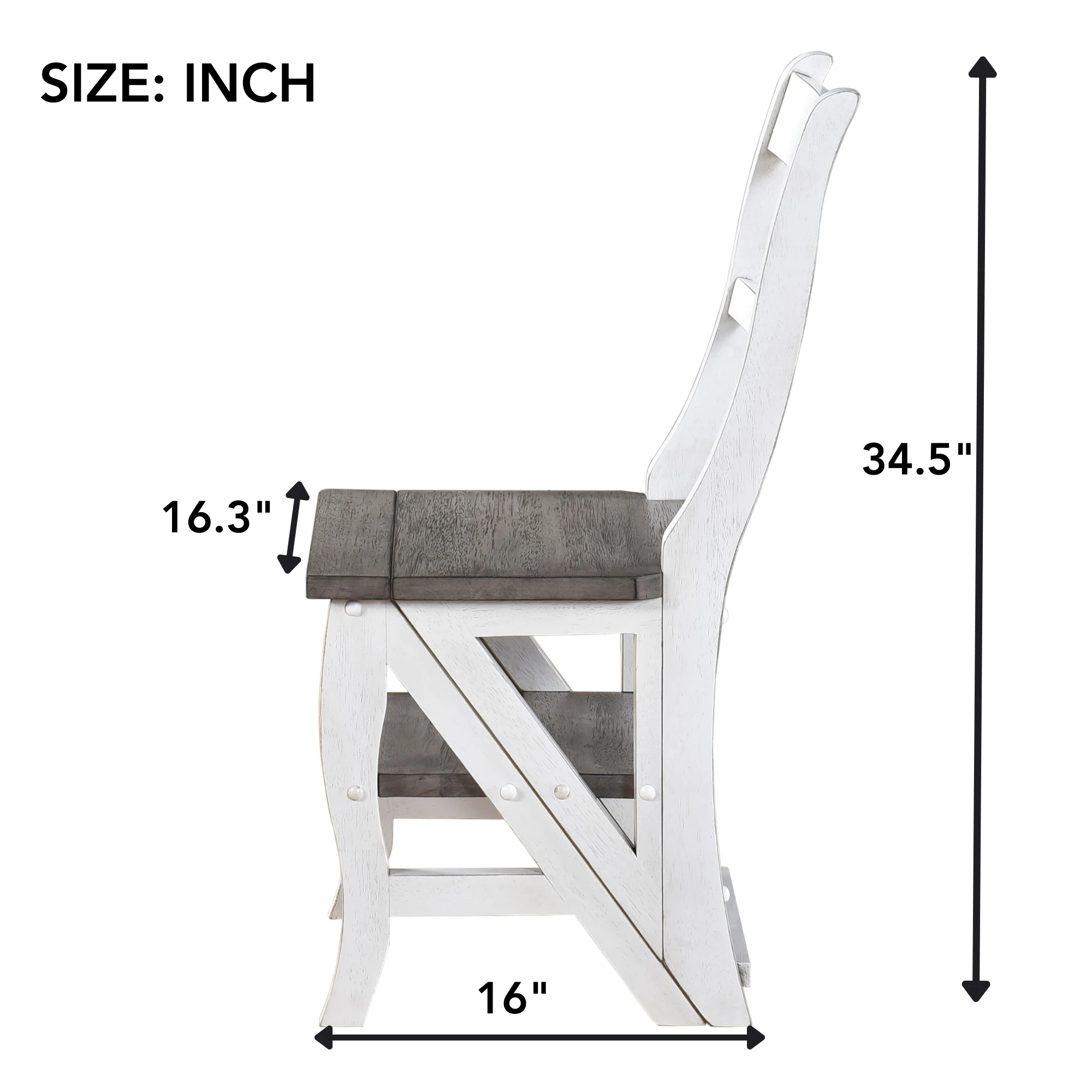 Solid Wood Foldable Ladderchair Dual Purpose Stepladders Step Display Stand Flower Stand forHome,Library,Kitchen