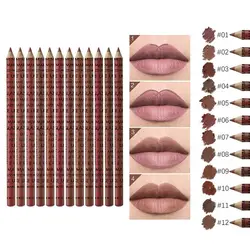 Fashion Lip Liner 12 Colors Lip Makeup Pencils Long Lasting Pigments Matte Lip Liner Lipstick Pen Portable To Carry