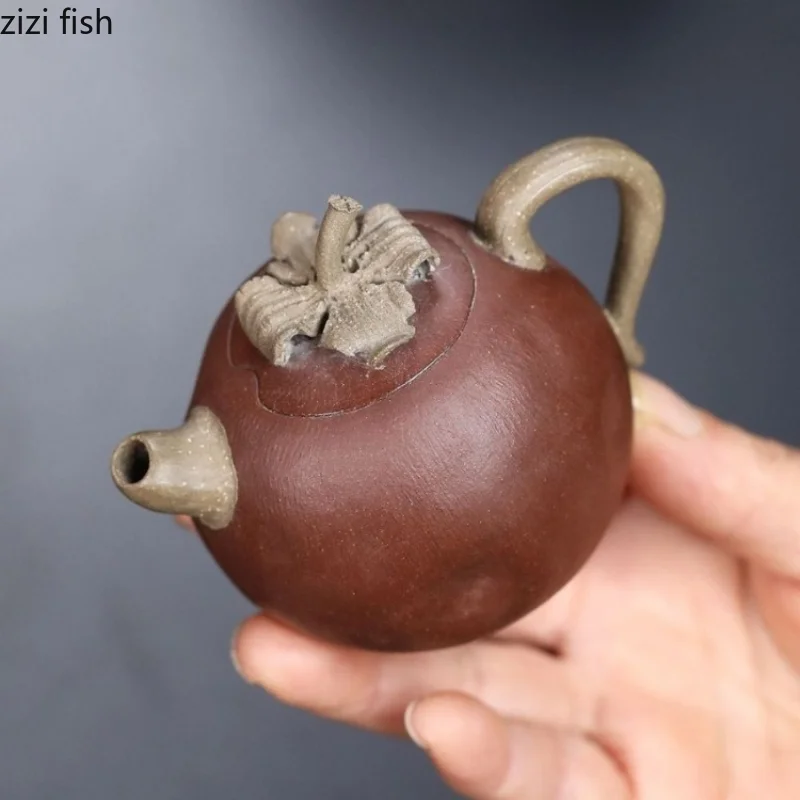 130ml Ceramic Teapot Small Capacity Yixing Purple Clay Teapot Handmade Tea Kettle Gongfu Teaware Mangosteen Tea Brewing Utensils