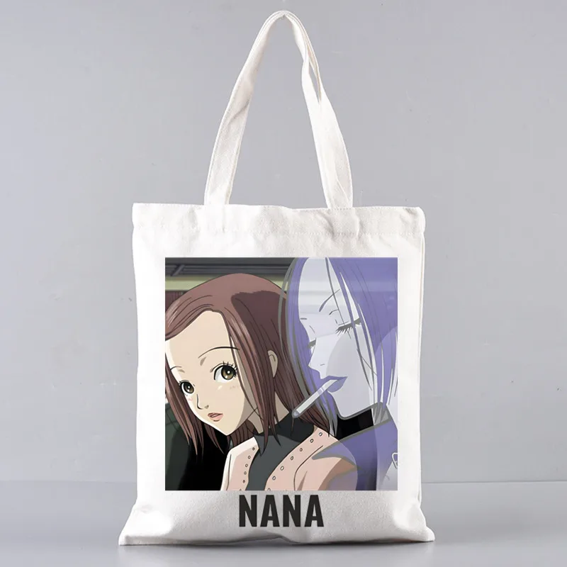 Zwarte Stenen Nana Osaki Japanse Anime Harajuku Art Boodschappentassen Canvas Draagtas Cartoon Handtas Schoudertassen Op Maat