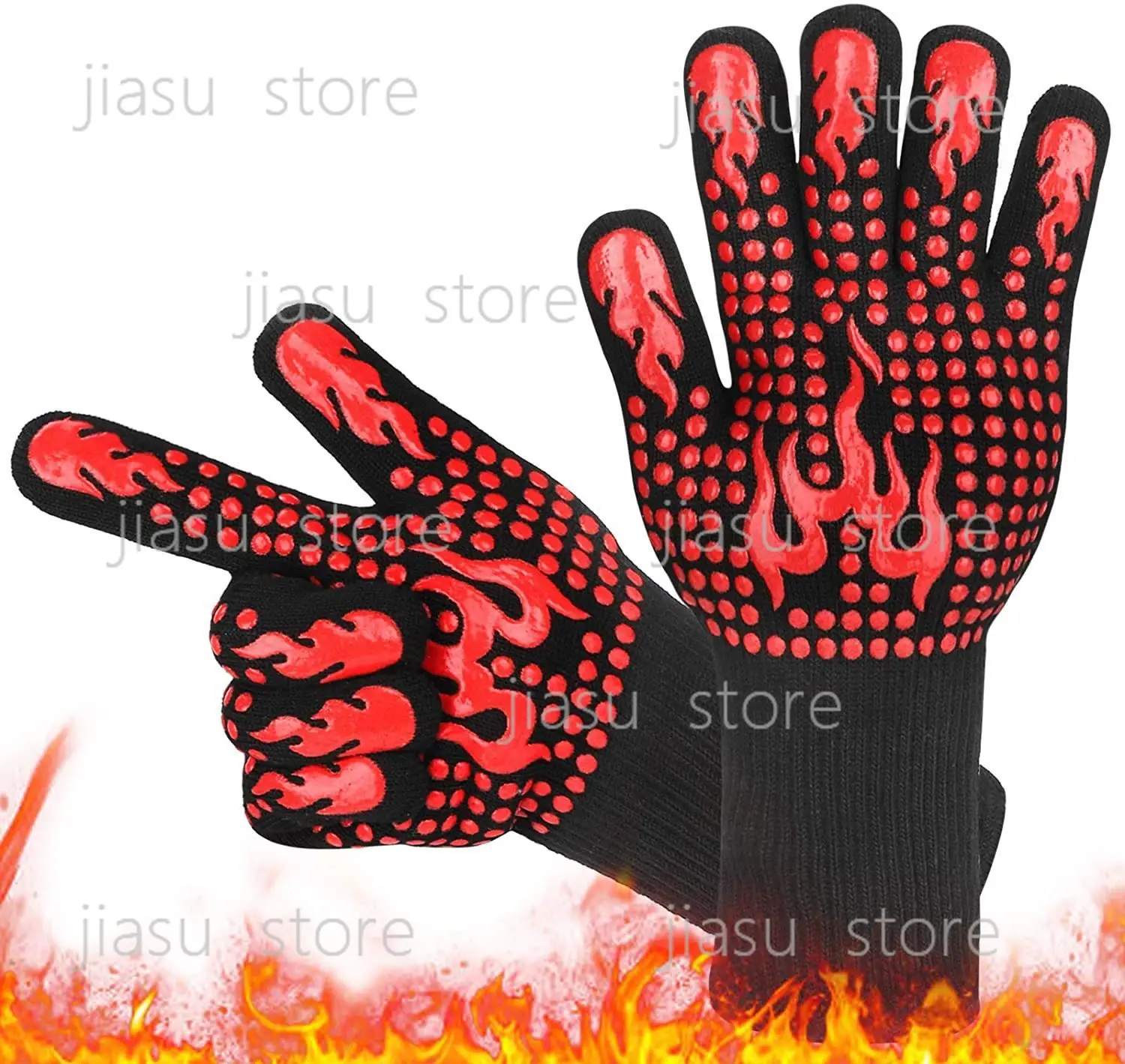 Ultra High Temperature 800℃ Fireproof Insulated Gloves Aramid Anti-scald Silicone Mittens For BBQ Grill Microwave Kitchen