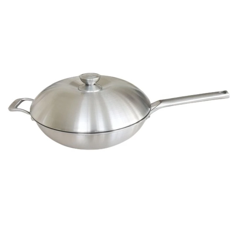 

Three-layer, steel pan, household, uncoated, non-stick pan, wok, stainless steel