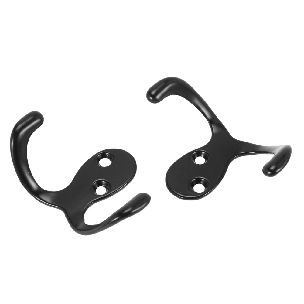 

20 Pcs Heavy Duty Double Prong Coat Hooks Wall Mounted With 40 Screws (Black)