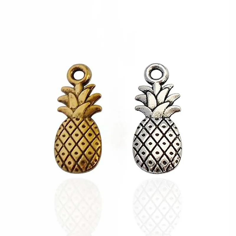 50 x Tibetan Silver/Gold Color Double Sided Pineapple Charms Pendants for DIY Necklace Bracelet Jewelry Making Findings 20x8mm