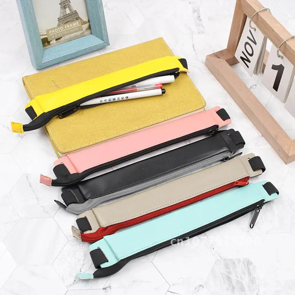 

PU Pencil Case for Notebook Fashion Pen Bag School Pen Case Leather Elastic Buckle for Office Meeting Easy Carry Stationery