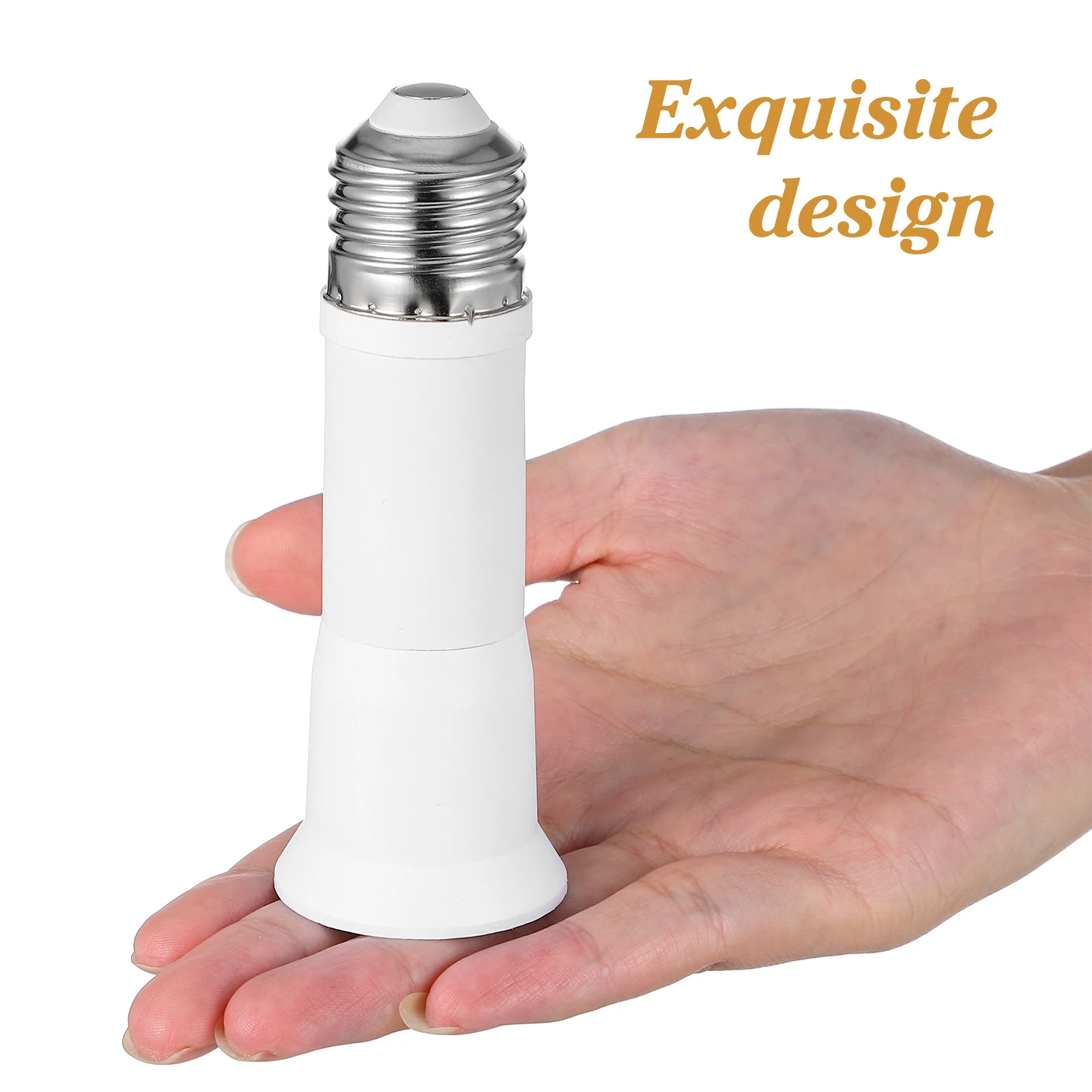 2 Pcs Light Bulb Extension Socket E27 Convert Lamp Head Plug Adapter White Metal