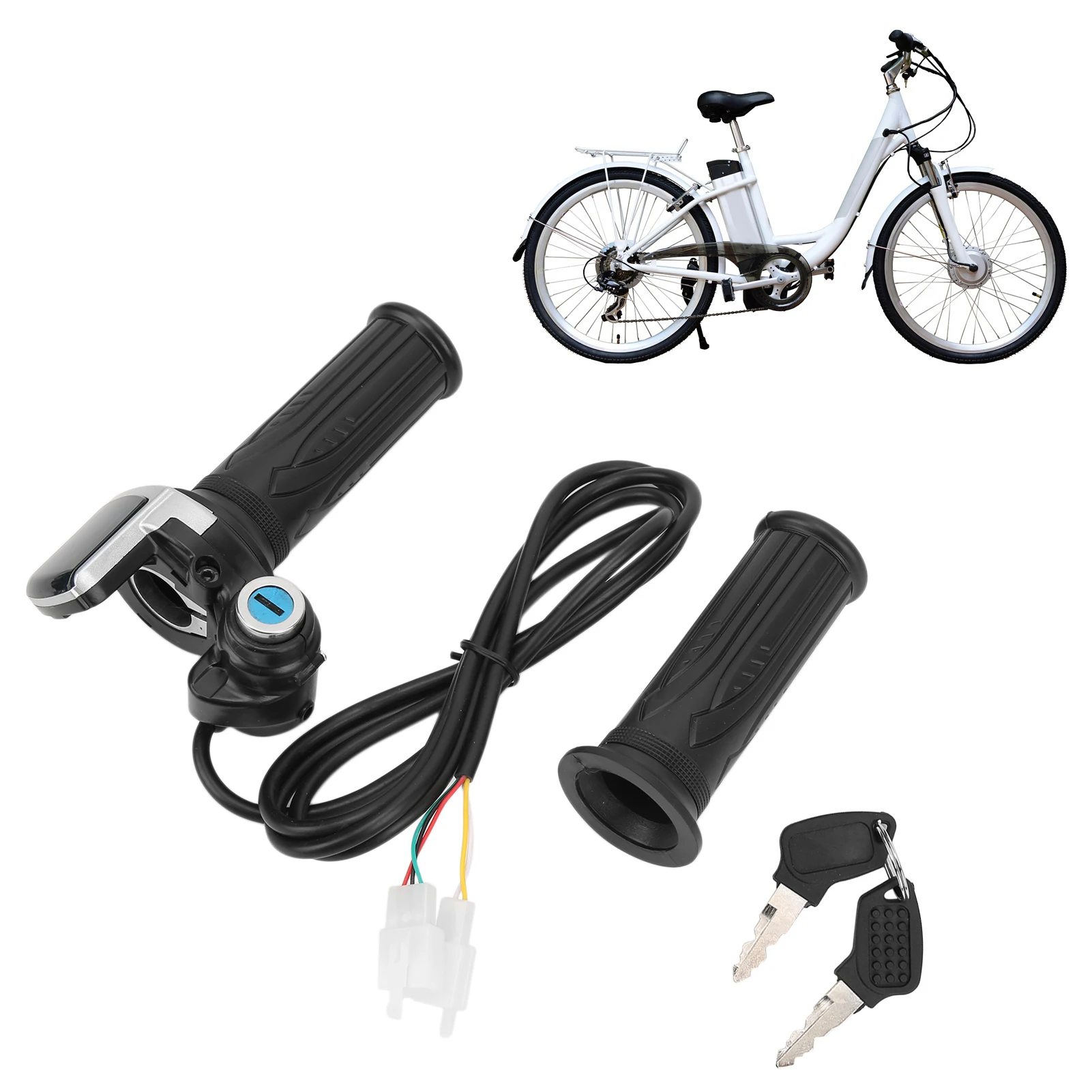 Electric Bike  Throttle Grip Lock Key Set LED Indicator for Motorcycle Scooter 48V Accelerator Handle Grips Handlebar Grips