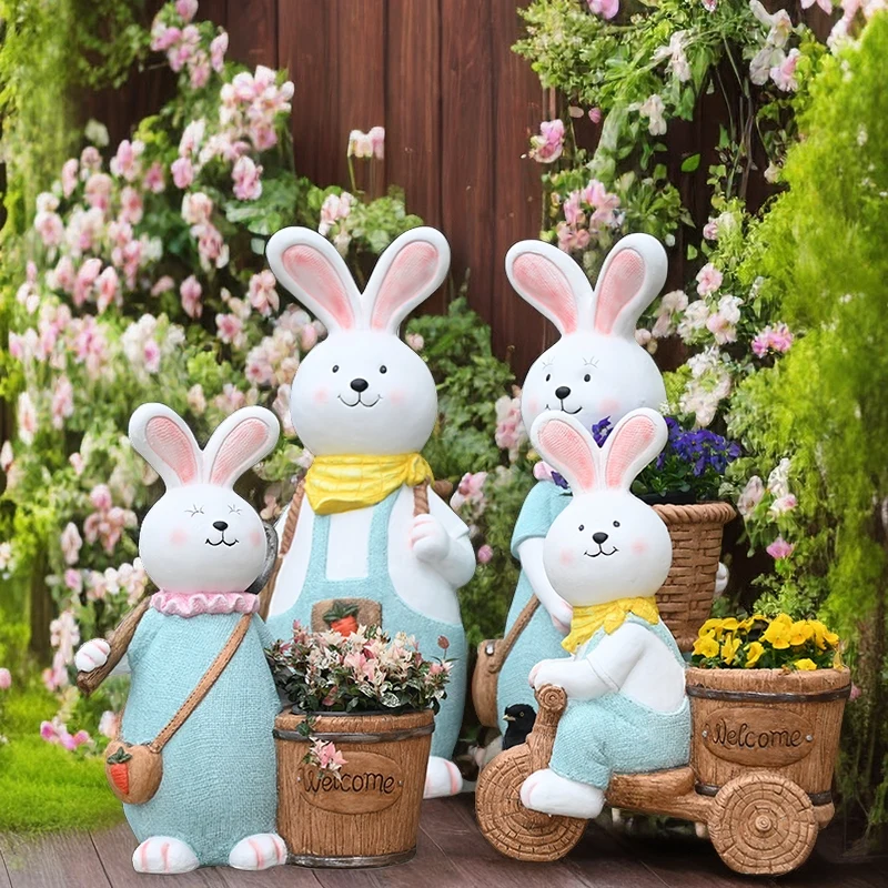 Creative Personality Plant Potted Garden Balcony Animal Sculpture Cute Bunny Succulent Flower Pot
