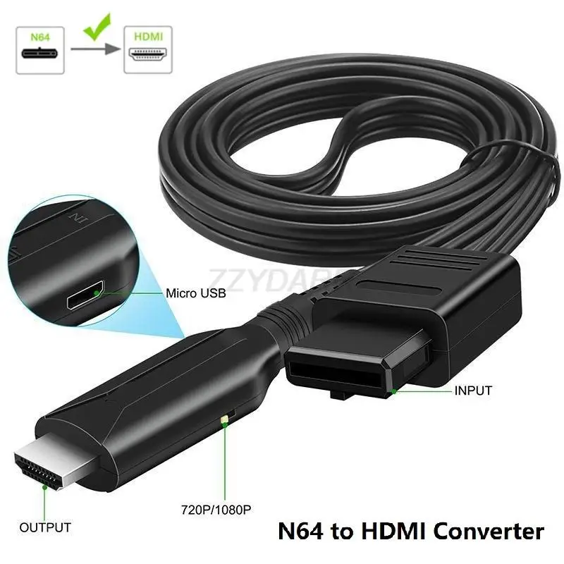 

Адаптер преобразователя N64 в HDMI, поддержка N64 HDMI аудио видео выход 1080P HDMI кабель для N64/SNES/NGC/Gamecube Plug and Play