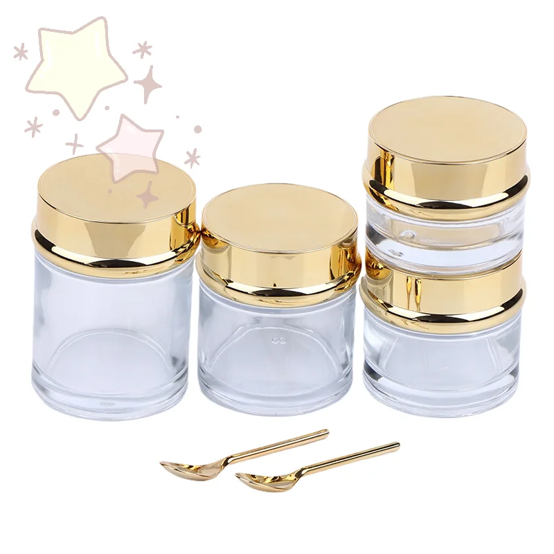 

30/50/80/100 г гальваническая пустая банка для крема многоразовая бутылка для лосьона с ложкой дорожный косметический контейнер коробка для хранения