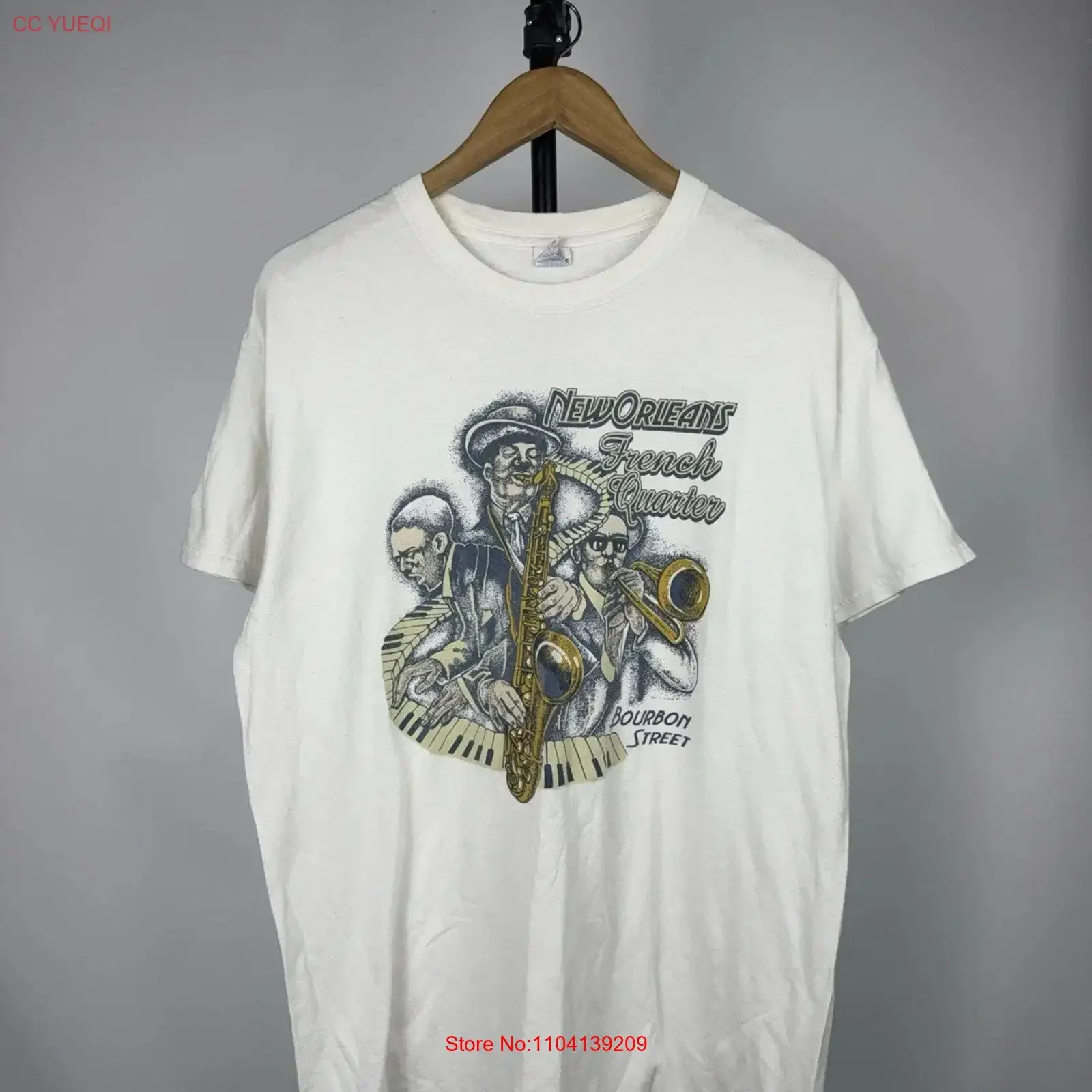 Vintage 00s New Orleans Jazz French Quarter T Shirt Men s L Size vintage Washed fashion Casual Top For Everyday Wear