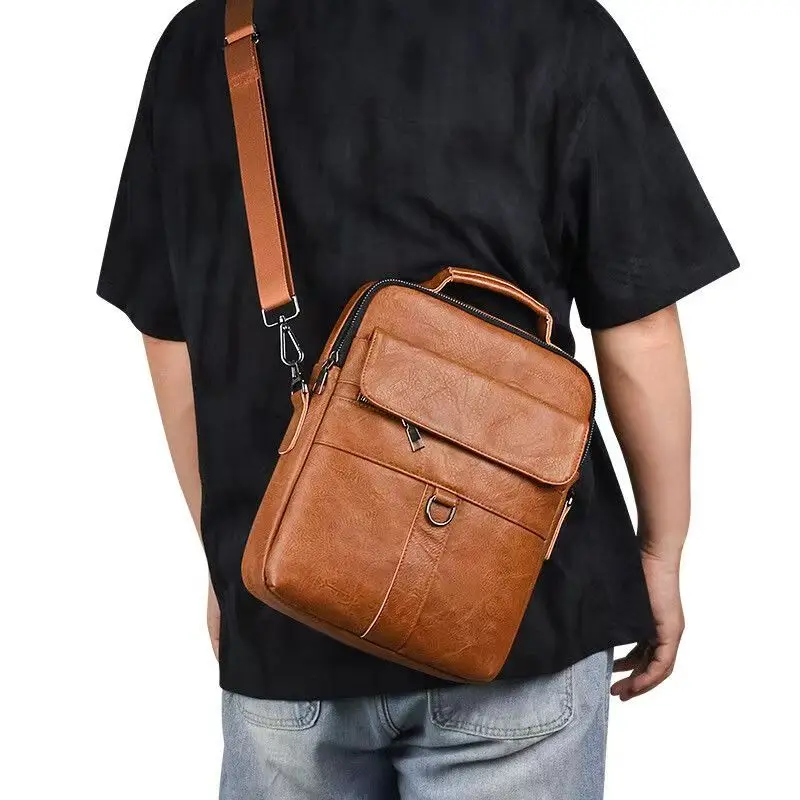 2027 New Fashion Business Men's Handbags Pu Leather Male Shoulder Bag Vintage Crossbody Boy Luxury Messenger Briefcase Bags