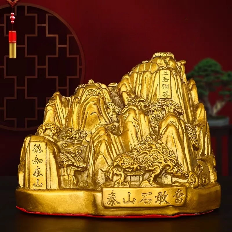 

Lucky Brass Mount Tai Guardian Stone Ornament for Home Living Room Decor