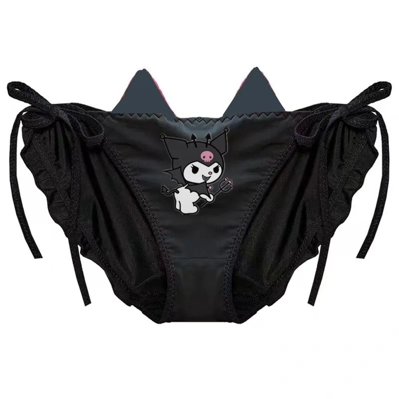 

Women Sexy Kuromi Y2k Kawaii Women Underwear Cartoon Girls Mesh Lace Seamless Breathable Cotton Ladies Adjustable Lace Up