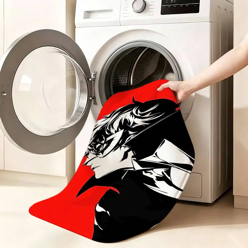 P-Persona 5 Anime Floor Mat Soft Non Slip for Entry Door Bathroom Indoor Home Decorative Carpet