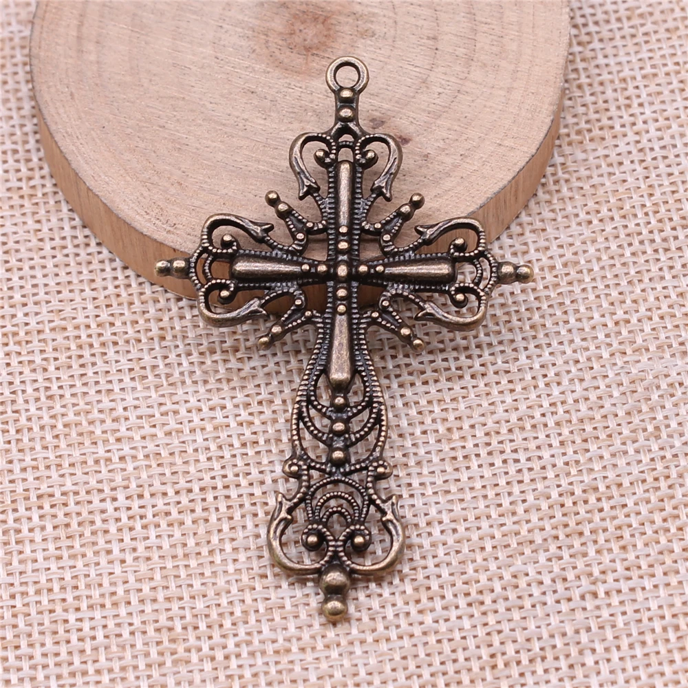 WYSIWYG 2pcs 64x43mm Cross Charm Men Large Cross Charm Pendants Big Cross Charm Vintage DIY Accessories For Jewelry Making