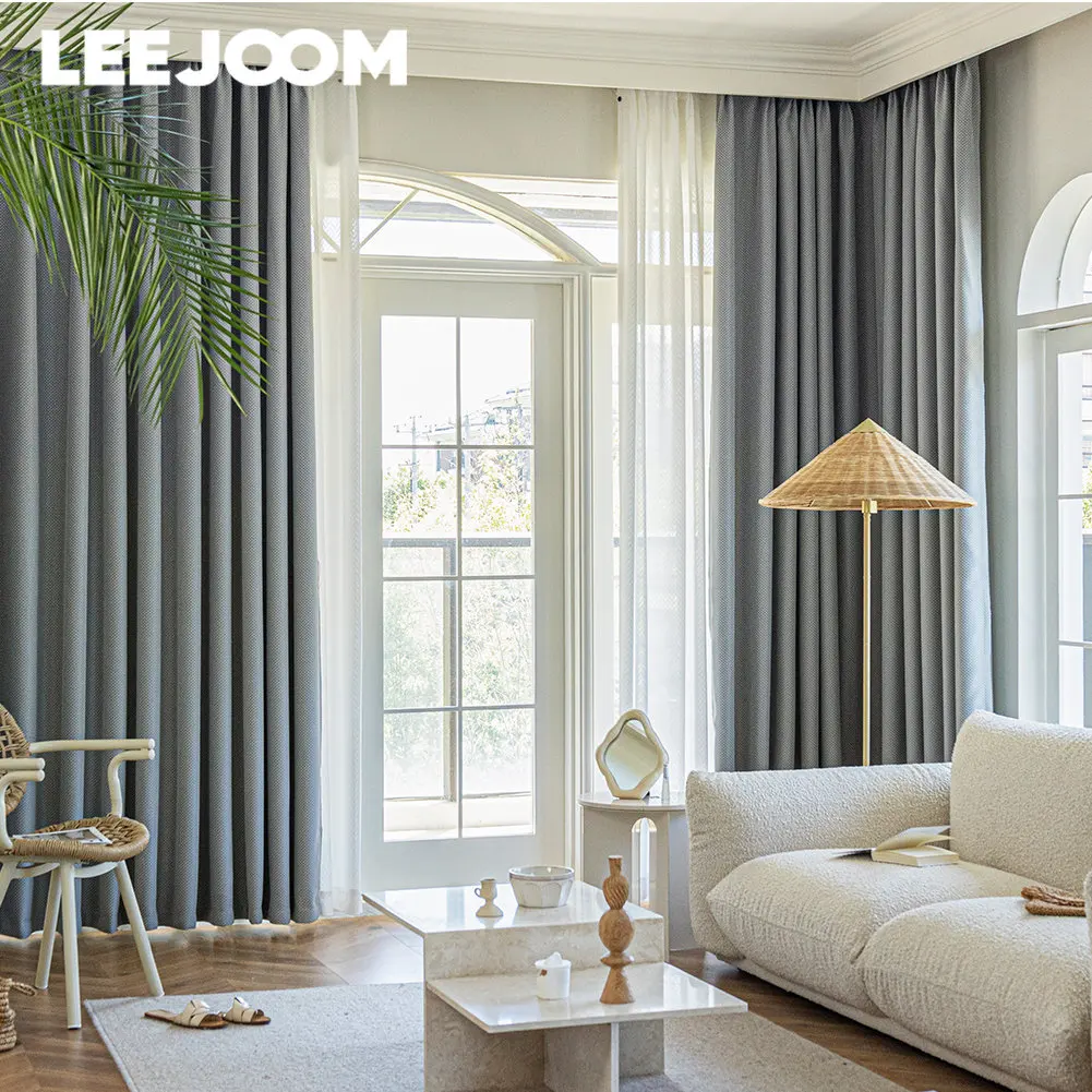 LEEJOOM Modern Style Geometric Striped Blackout Curtains for The Bedroom Living Room French Window 1PC