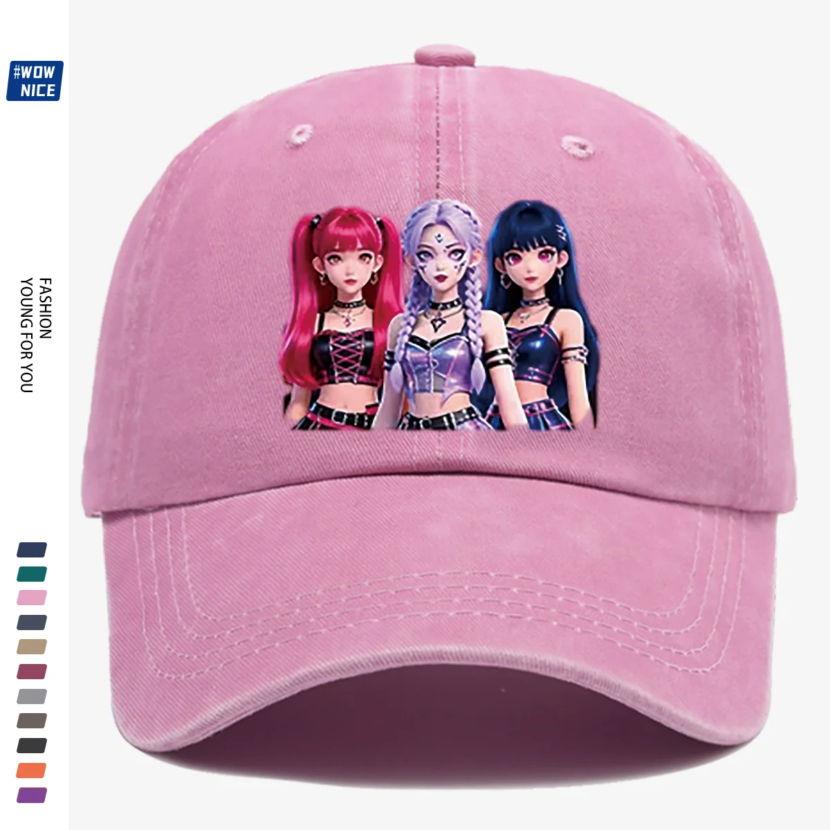 2D Flat - 1pc K-POP Group Flat Print Baseball Cap, Trendy Idol Pattern, Slim-Fit, Suitable for Daily Commute, Parties, Street Fa