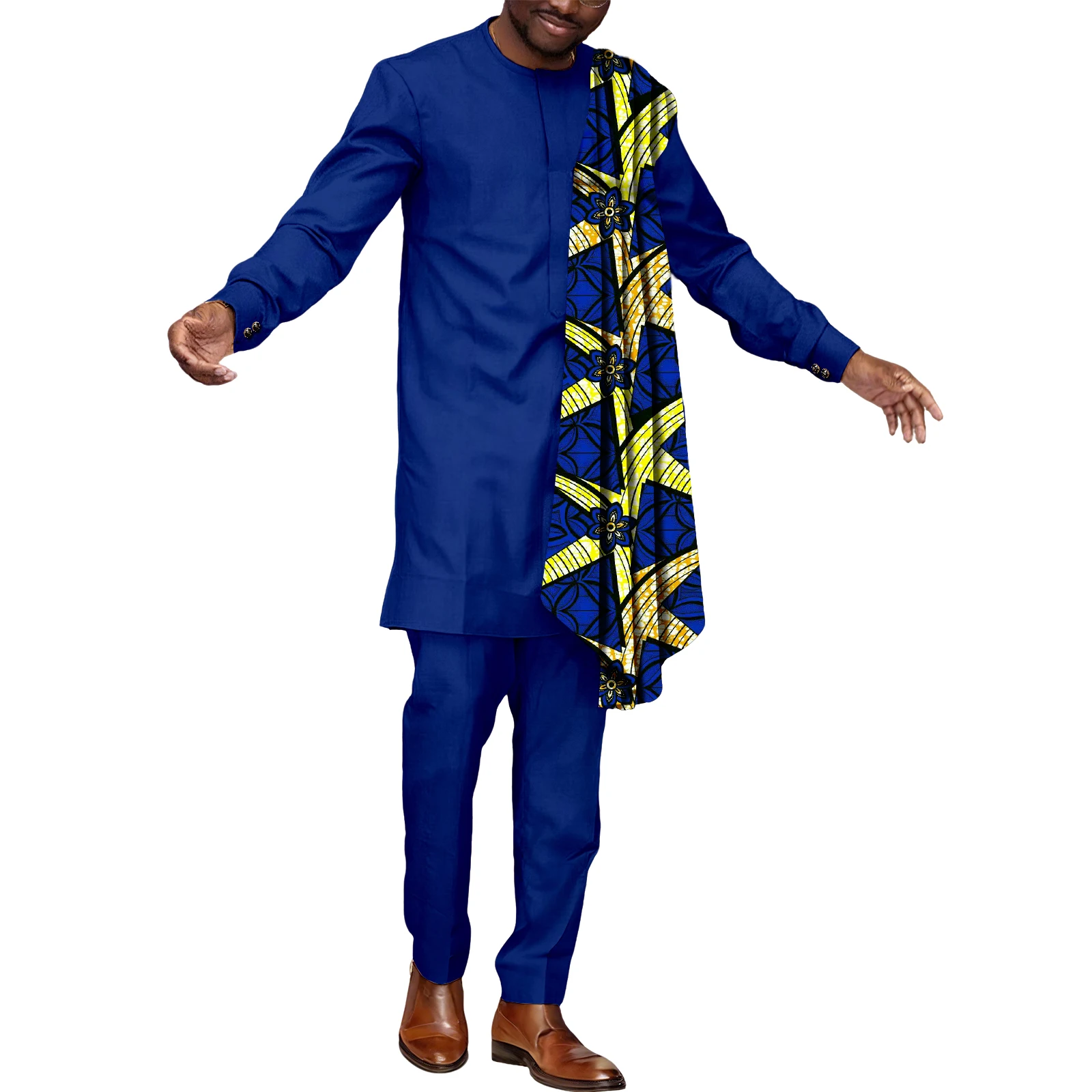 

SEA&ALP африканские костюмы для мужчин Dashiki Kente, лоскутный топ с принтом, рубашка и брюки, комплект из 2 предметов, одежда, традиционная одежда