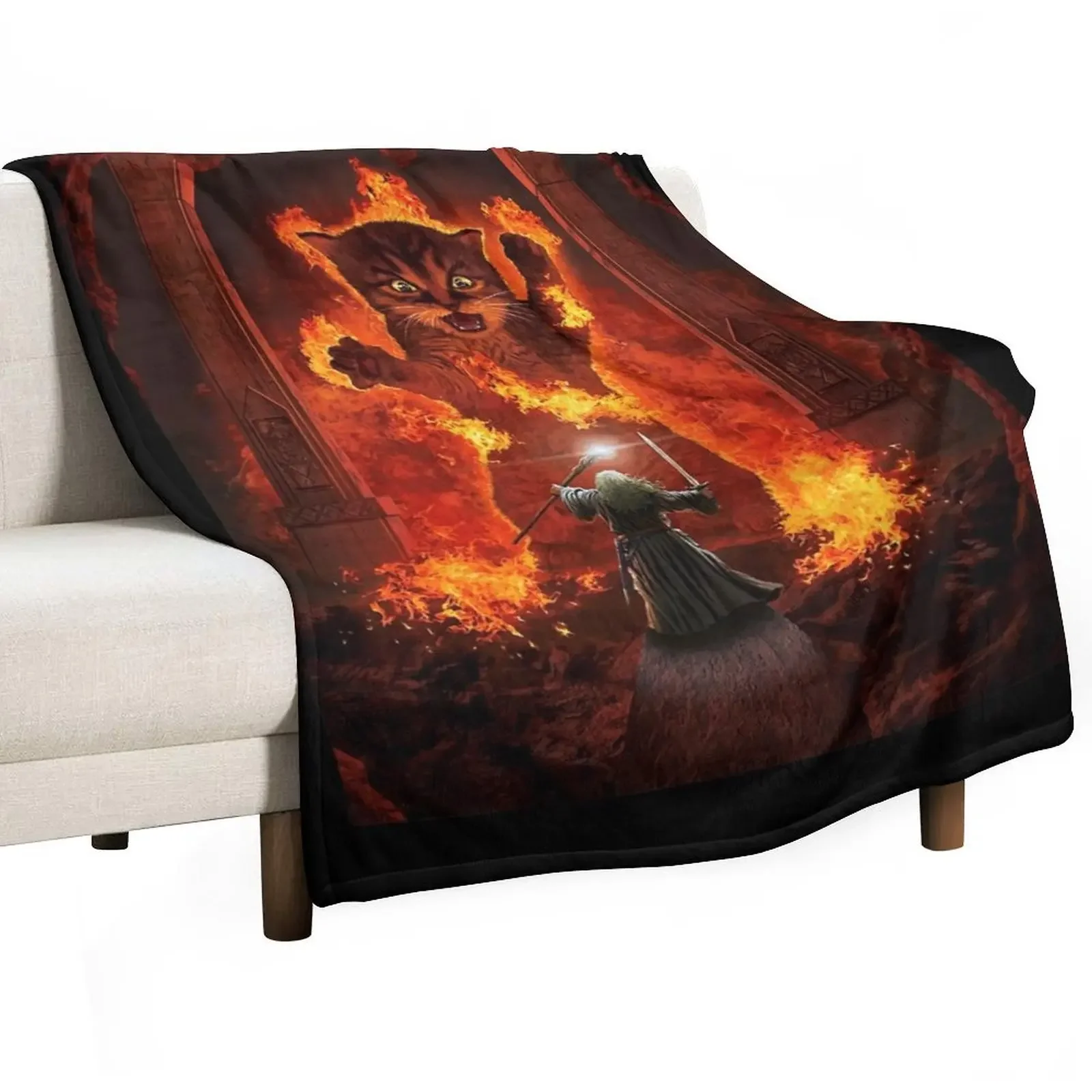 Balrog cat shirt TShir Throw Blanket Vintage Moving Blankets