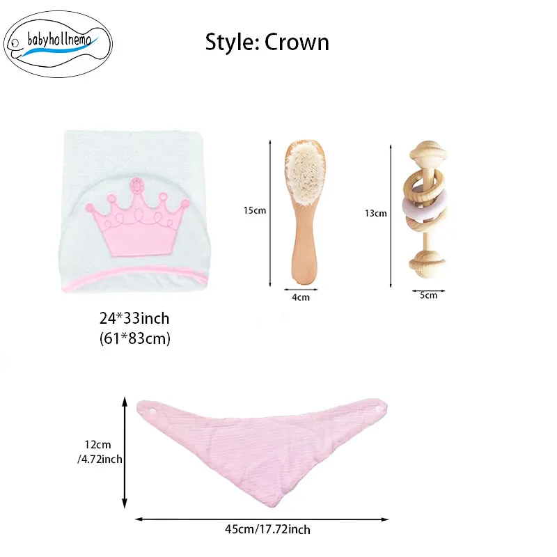 Accessoires de bain pour bébé, ensemble cadeau, serviette de bain, brosse, bâton à manivelle, accessoires de photographie pour nouveau-nés