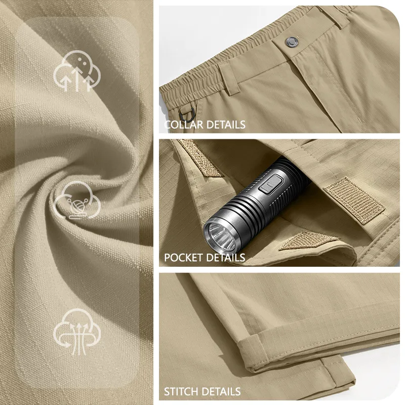 Men-Loose-Straight-Hiking-Cargo-Pants-Waist-Multi-Utility-Pockets-Ripstop-Fabric-Work-Trousers-For-Climbing-Camping-Outdoor