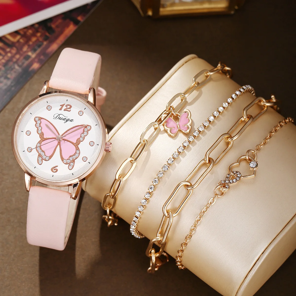 Trendy new butterfly thin strap women's fashion strap quartz wrist watch women's student casual  gift