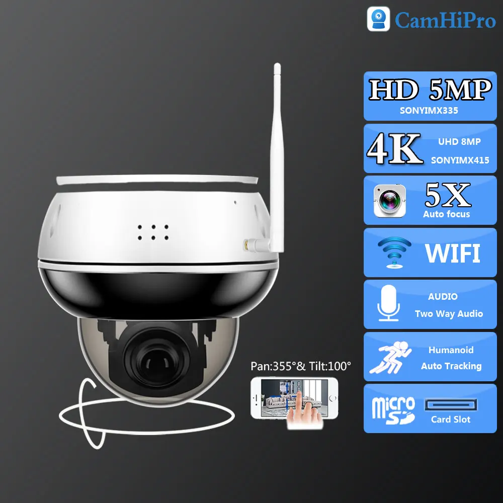 

DMD So-ny415 4K 8MP Wireless Surveillance Wifi PTZ Dome 2.7-13.5mm 5X Auto Zoom Human Tracking Two Way Audio IR Night Version