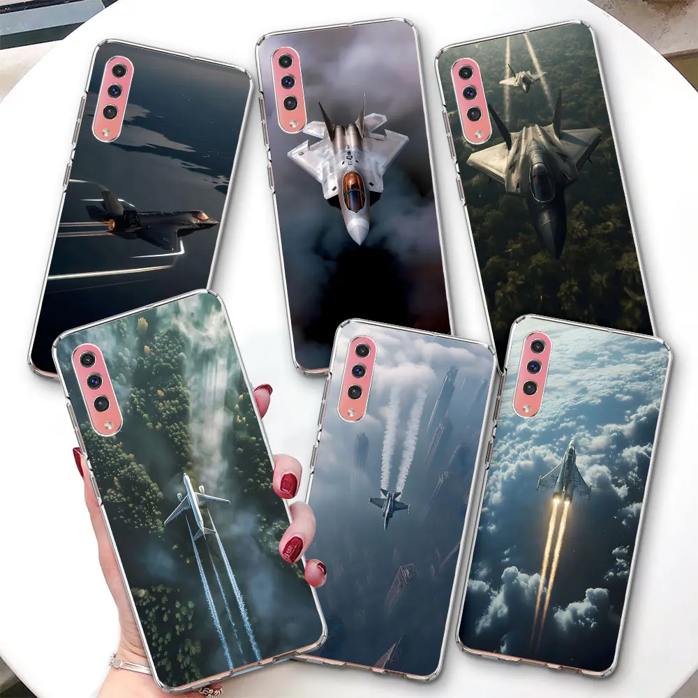 Transparent Case for Samsung Galaxy A06 A07 A50 A50s A05s A20 A30 A05 A20s A30s TPU Phone Cover Futuristic Fighter Jet Flight