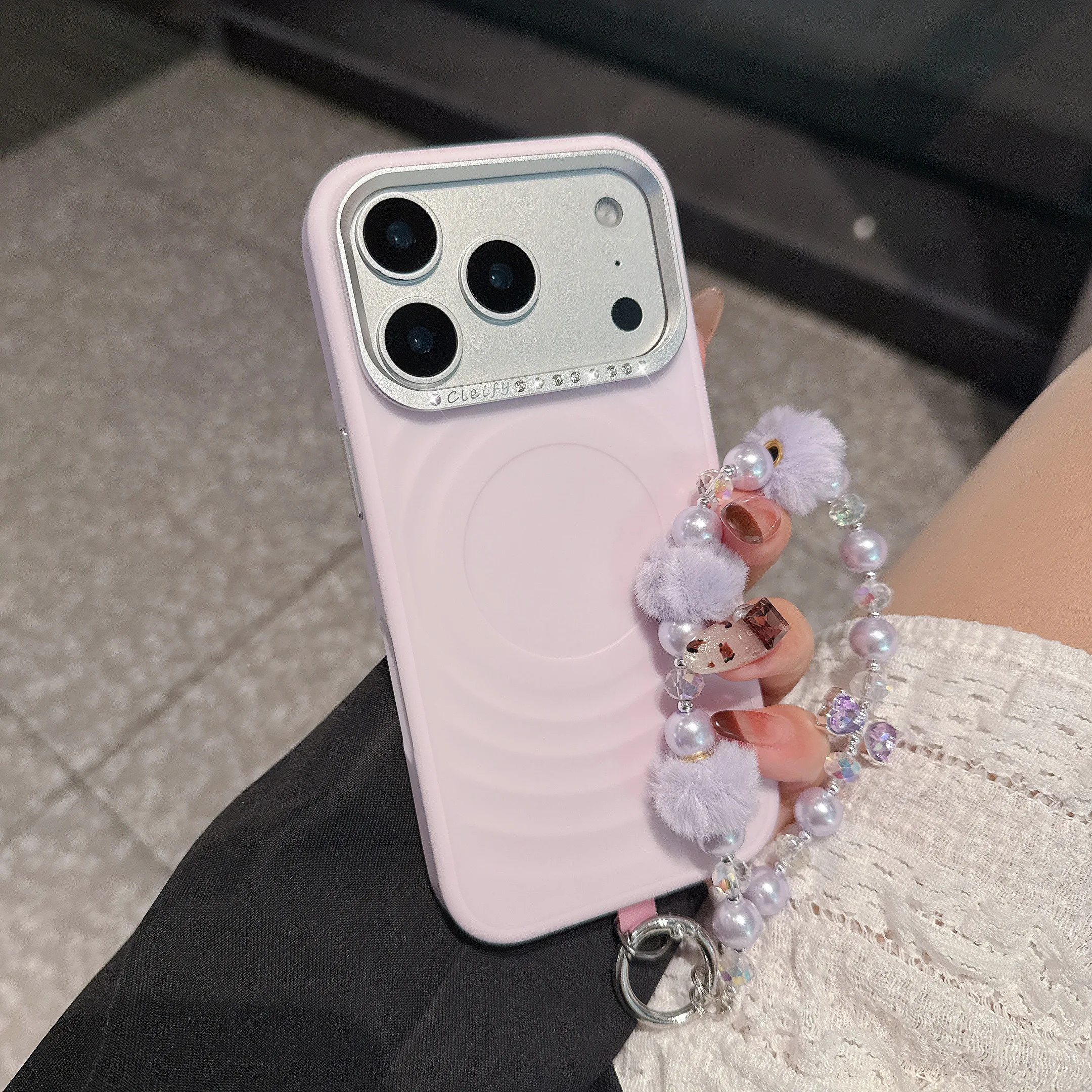 نمط تموج مضاد للانزلاق مناسب لحافظة هاتف Apple 17 Pro Max، فتحة كبيرة 16 Plus، 15 شفط مغناطيسي، 14 عبوة كاملة