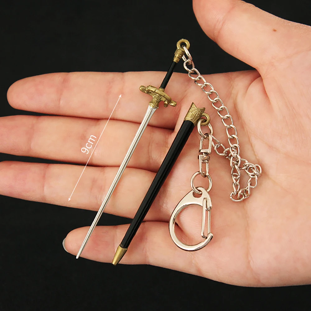 9cm Needle Rapier Arya Stark Mini Sowrd Keychain with Anti-Lost Chain GOT American Drama Peripheral Model Key Chain Gifts