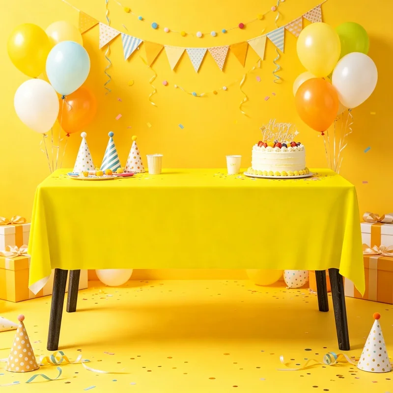 Yellow Tablecloth Napkin Set Portable Disposable Outdoor Picnic Birthday Home Indoor Holiday Banquet Daily Party Tabletop Decor view 2