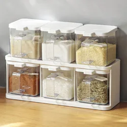 Japanese style minimalist seasoning box for household kitchen, transparent color seasoning box with built-in spoon, stackable