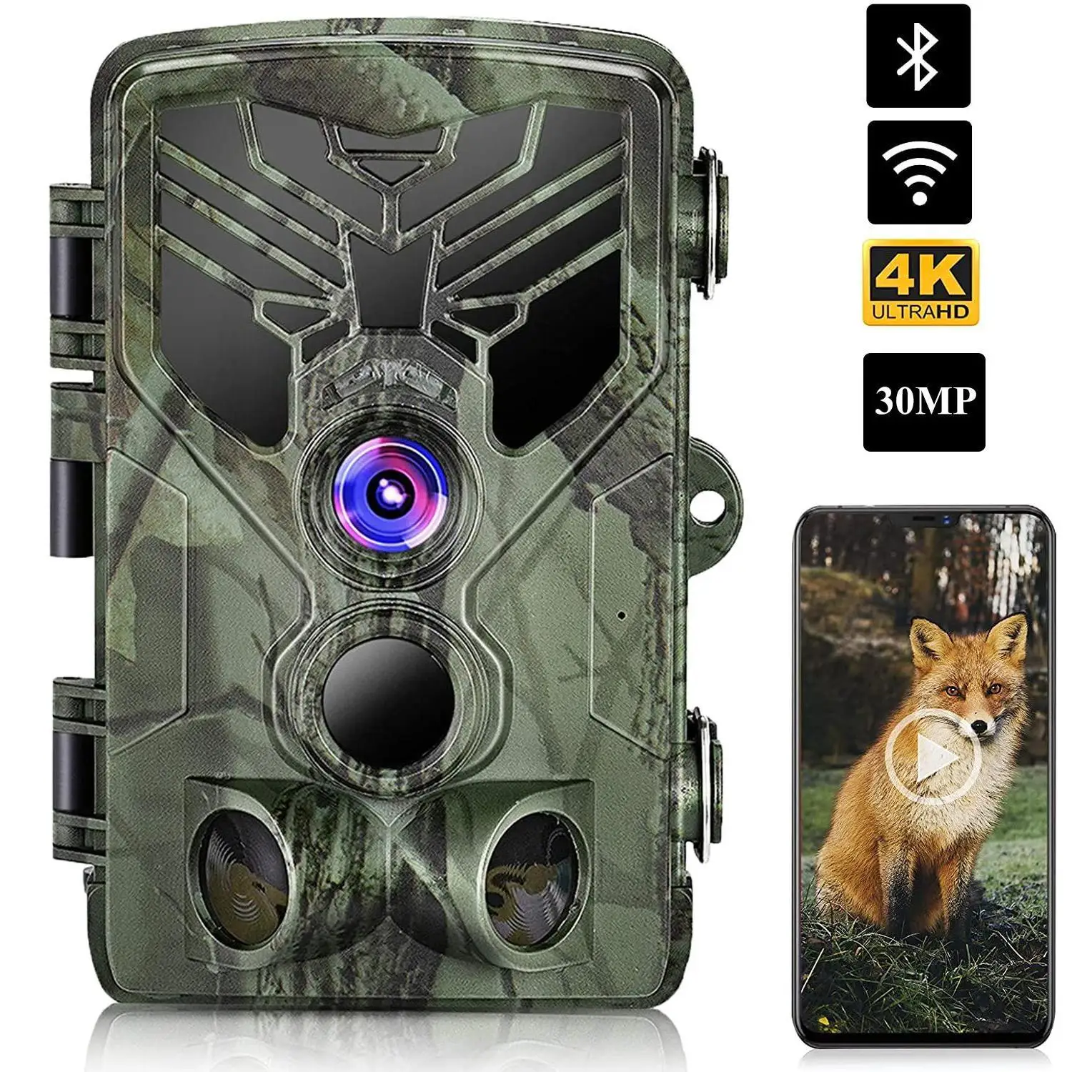 4K WIFI Live Stream Hunting Cameras Live Broadcast Trail Camera 30MP APP Bluetooth Night Vision WIFI830PRO Wildlife Photo Traps