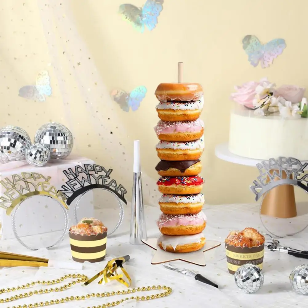 Party Dessert Table Decor Dessert Display Rack Wooden Donut Stand Tower for Dessert Table Display at Party Wedding for Doughnuts