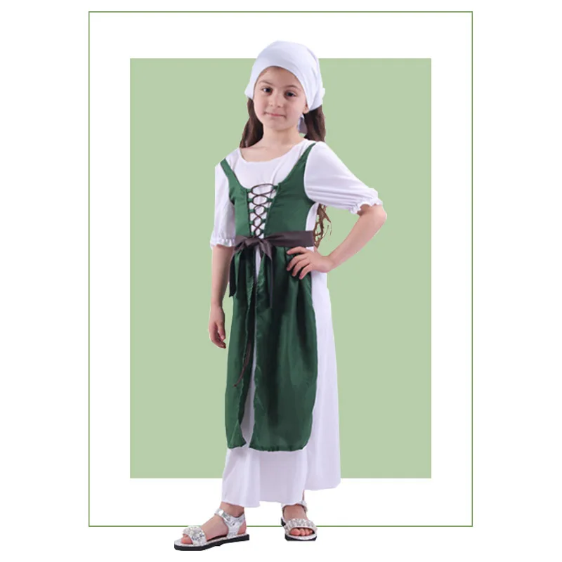 Robe de festival irlandais pour enfants, ensemble de vêtements de fête de vacances, costume de cosplay pour la Saint-kk, vêtements de performance sur scène pour filles