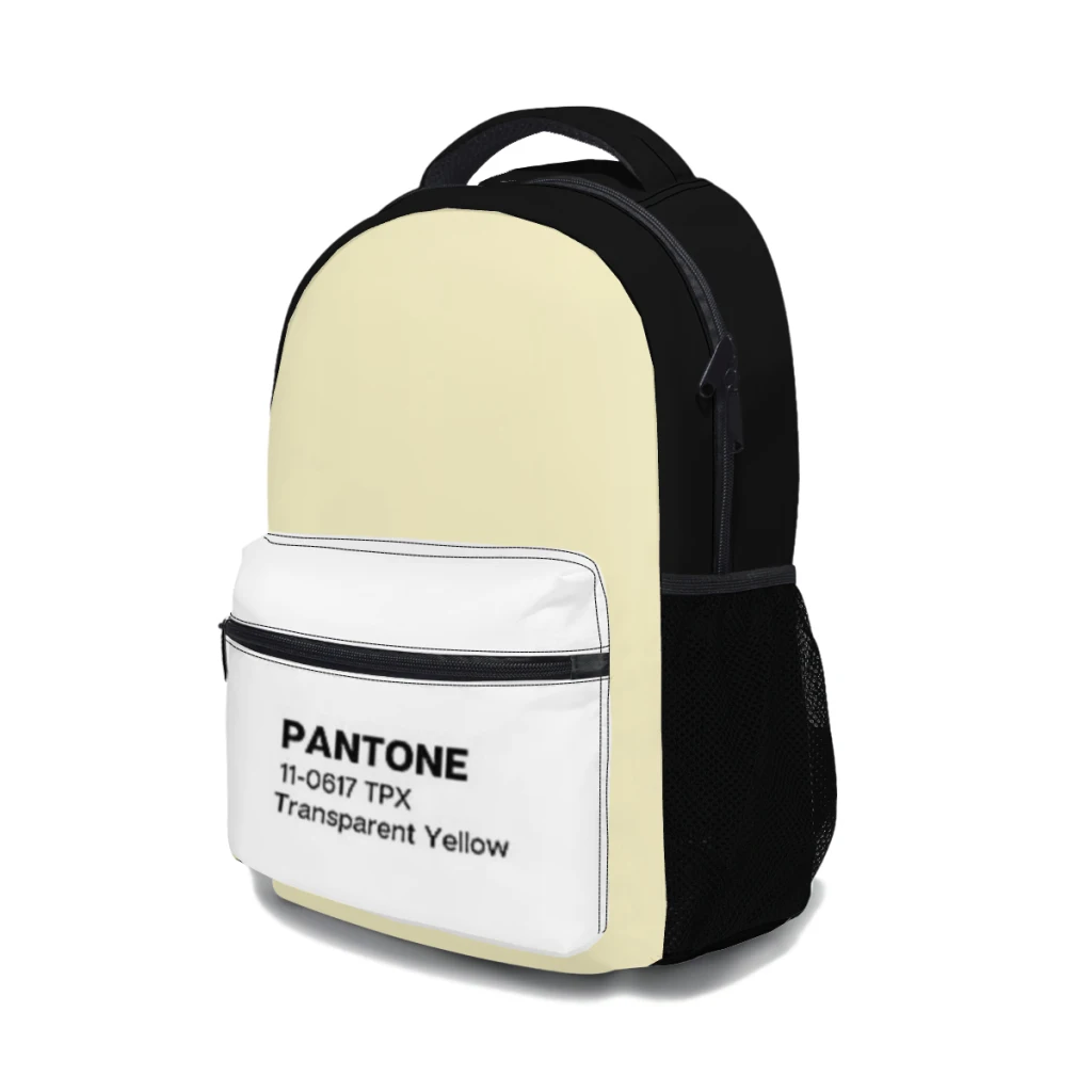 PantTone-mochila escolar amarilla transparente para niñas, mochila de estudiante de gran capacidad, mochila de estudiante de secundaria de dibujos animados, 17 pulgadas