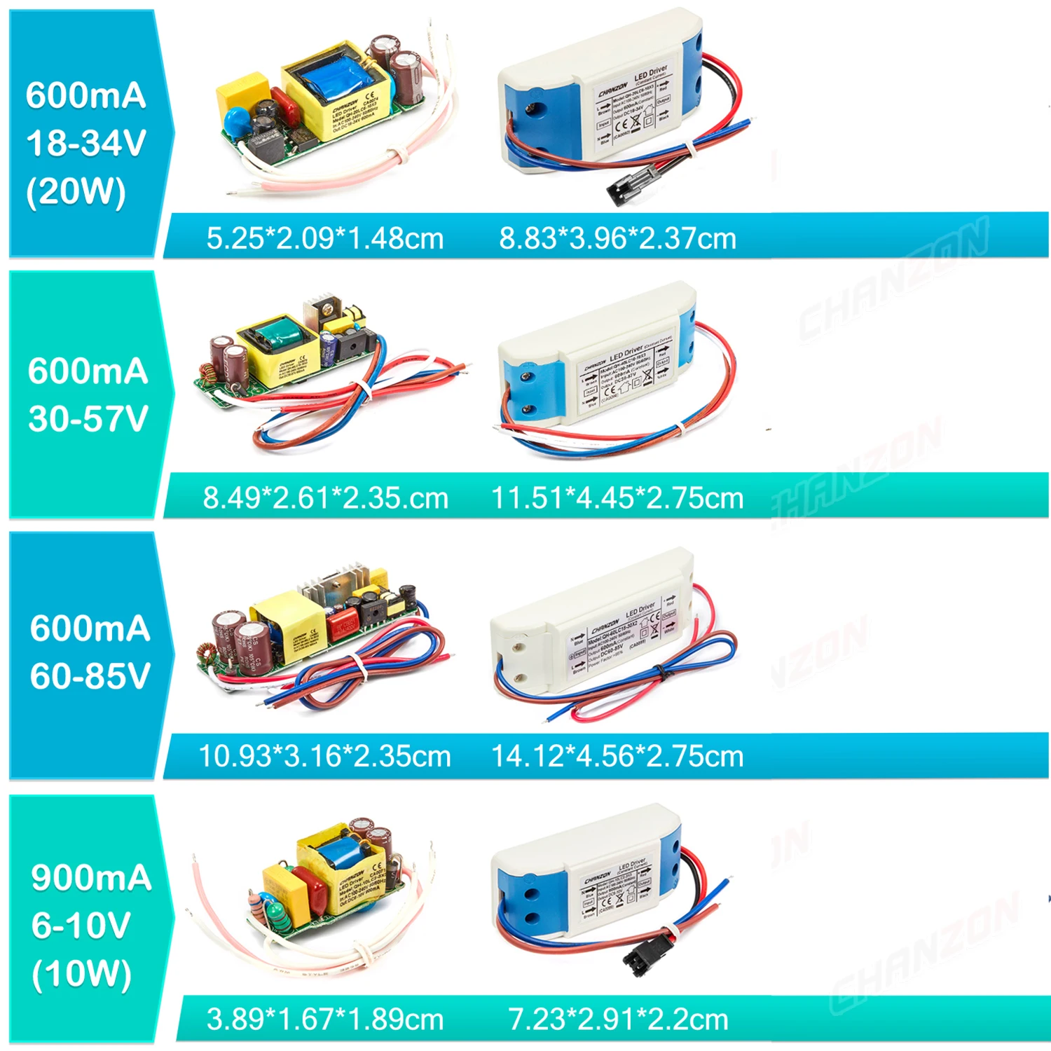 Constant Current Led Driver 6W 10W 20W 36W 50W 300Ma 600Ma 900Ma 1500Ma Power Supply Low Voltage Lighting Adapter