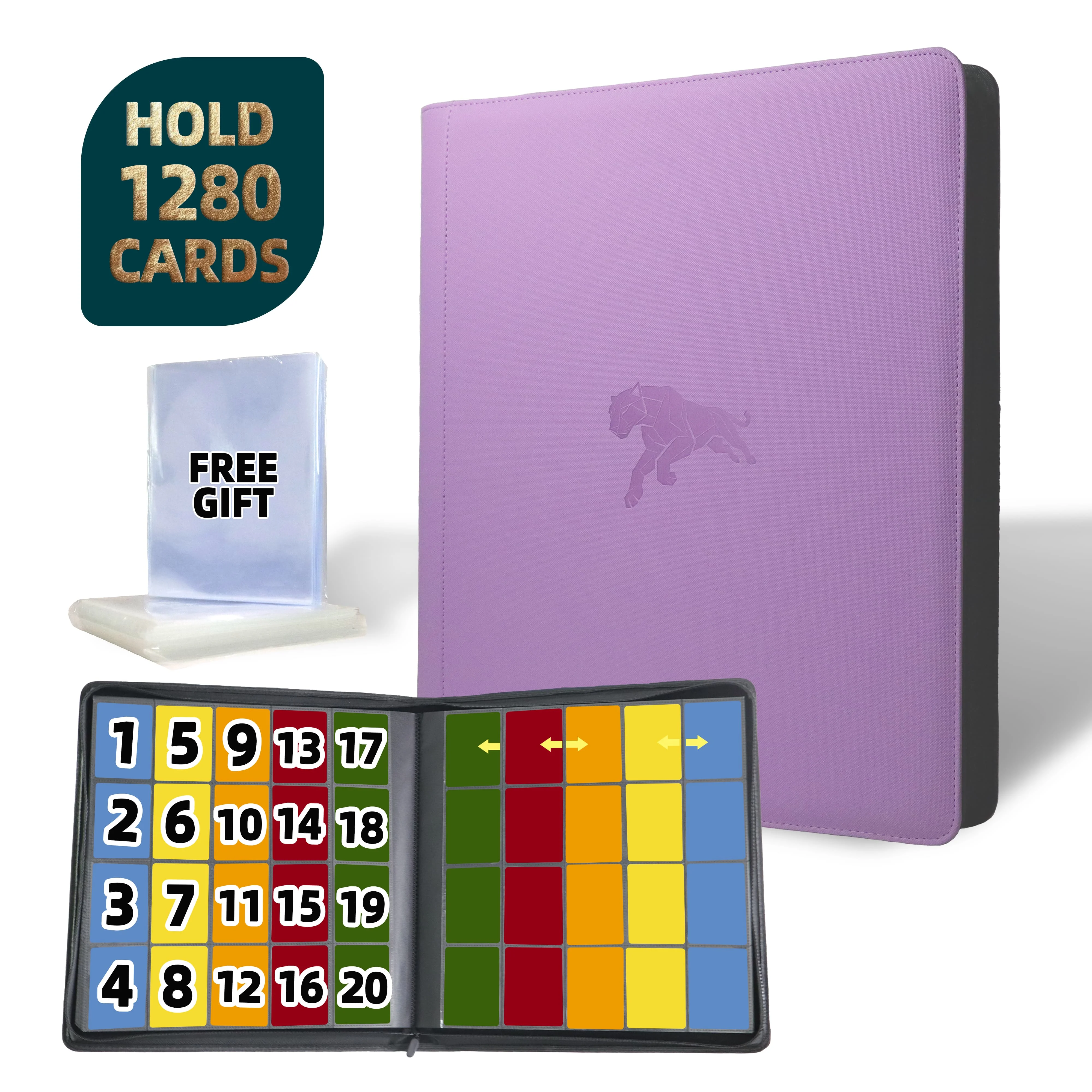 

Альбом для коллекционных карточек на 1280 карманов, двусторонний, из ПУ, на 20 карманов, с 100 защитными вкладышами для TCG/спортивных карт