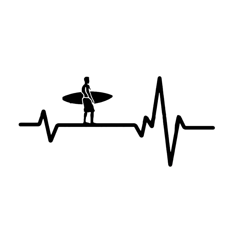 

24x11cm Vinyl Decal Surf Heart Beat Line Car Sticker Outdoor Sport Waterproof Auto Decors for Bumper Rear Window