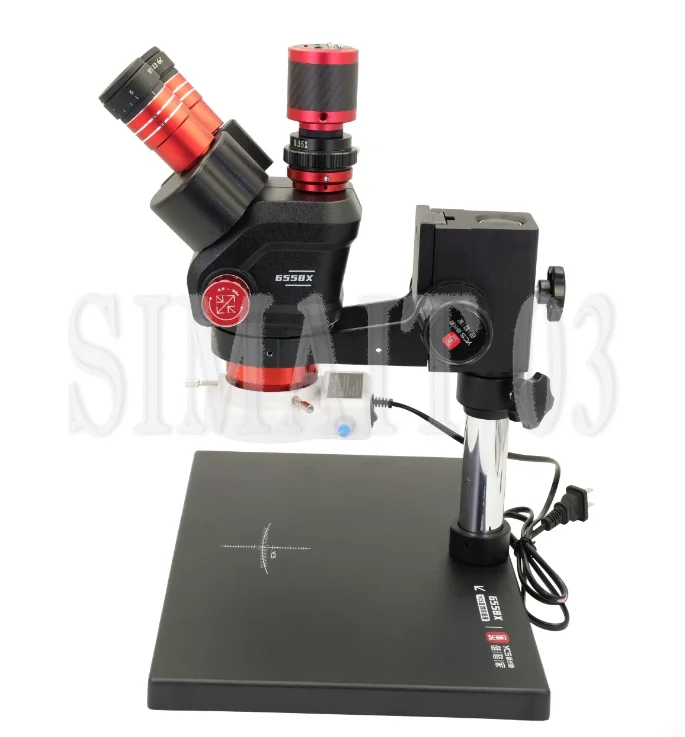 6558X Ultra HD Trinocular Microscope with 6.5*58 Zoom, 4K Camera & Large Base Tool Set for Mobile Phone PCB Welding