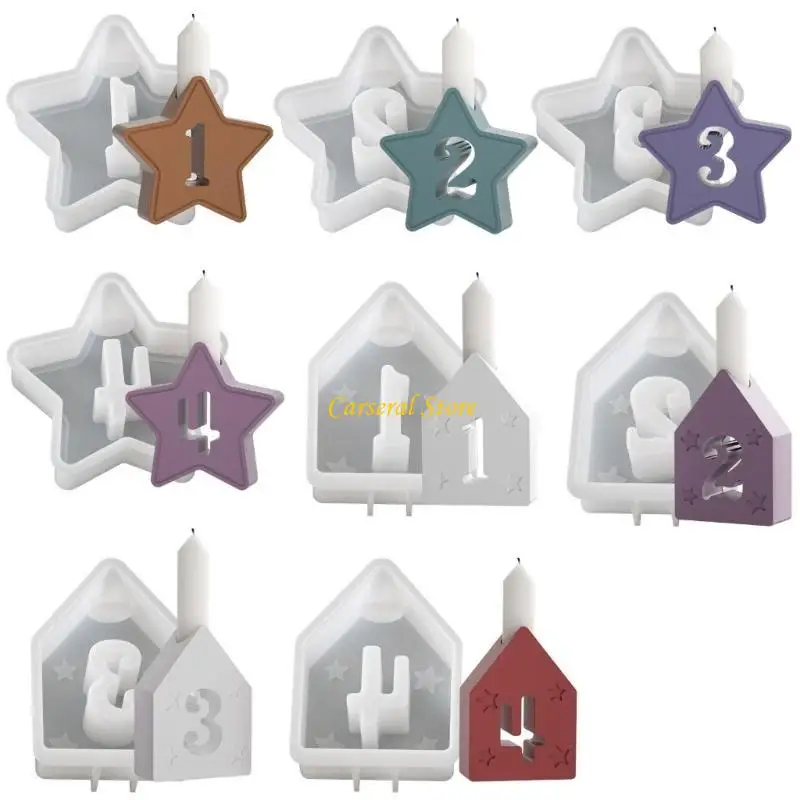 

M4YF 4pcs Творческая гибкая силиконовая плесень для числа свечей и обстановки