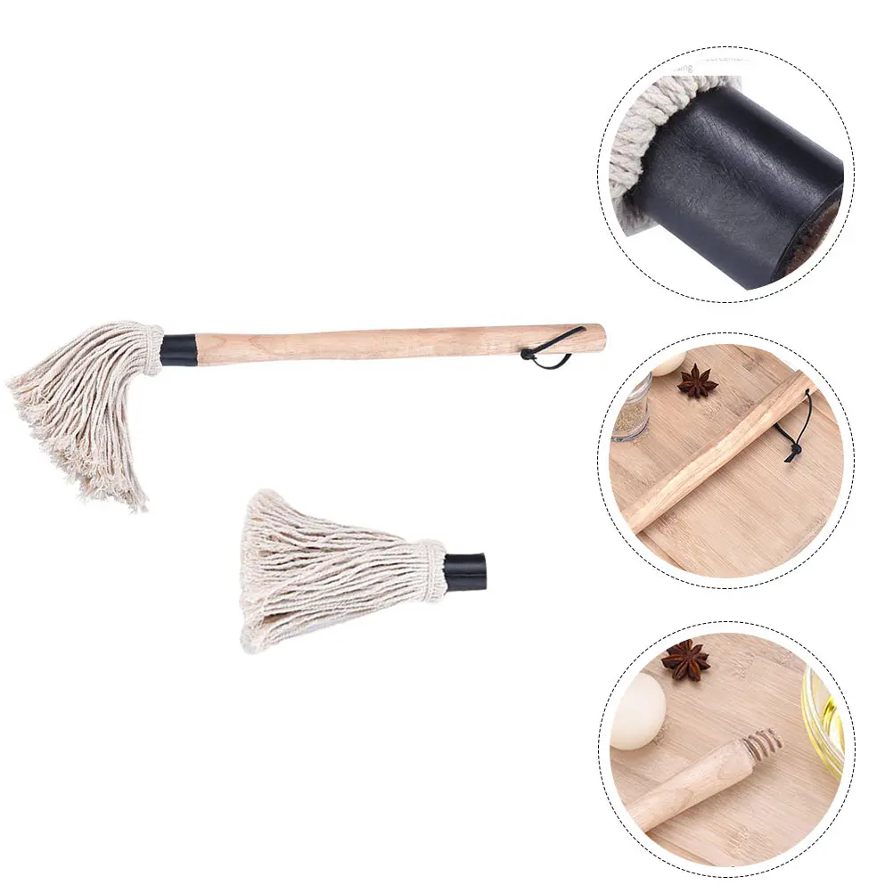 

1 set BBQ Oil Brush Reusable Cotton Yarn Baking Brush Hanging Design for Kitchen Grilling Steak Frying Barbecue Accessories Chef