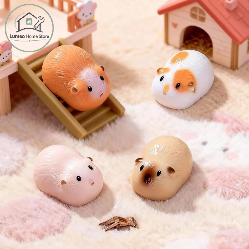Mini Guinea Pig Cavy Animal Figurines 4Pcs Lifelike Miniatures for Moss Landscape Window Sill Home Decor Ornament