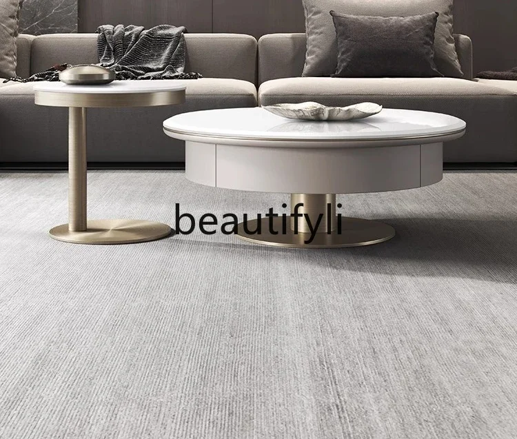 

A16 Italian simple luxury jade crystal coffee table Modern minimalist small apartment living room combination coffee table