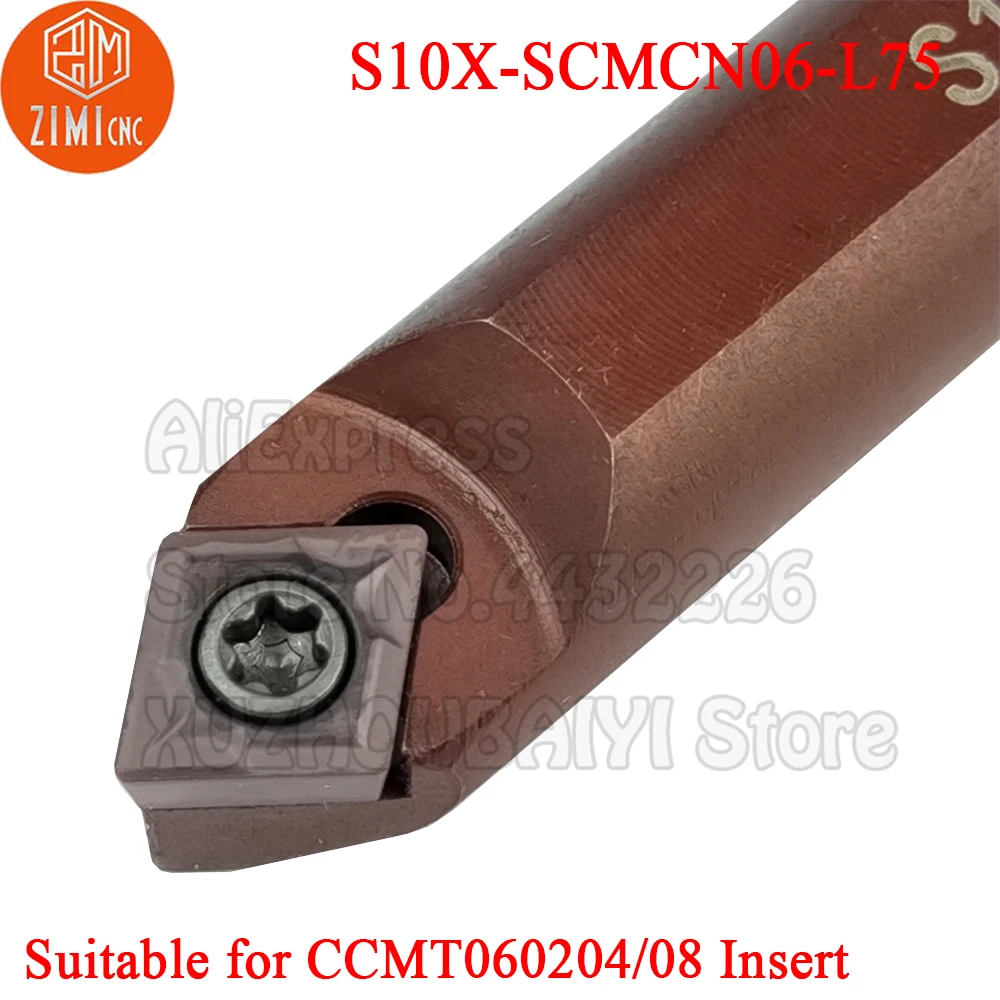 1p S10X-SCMCN06-L75 S10X SCMCN06-L75 S10X SCMCN06 L75 herramientas de torneado cortador portaherramientas y CCMT060204 CCMT060208 inserto de carburo