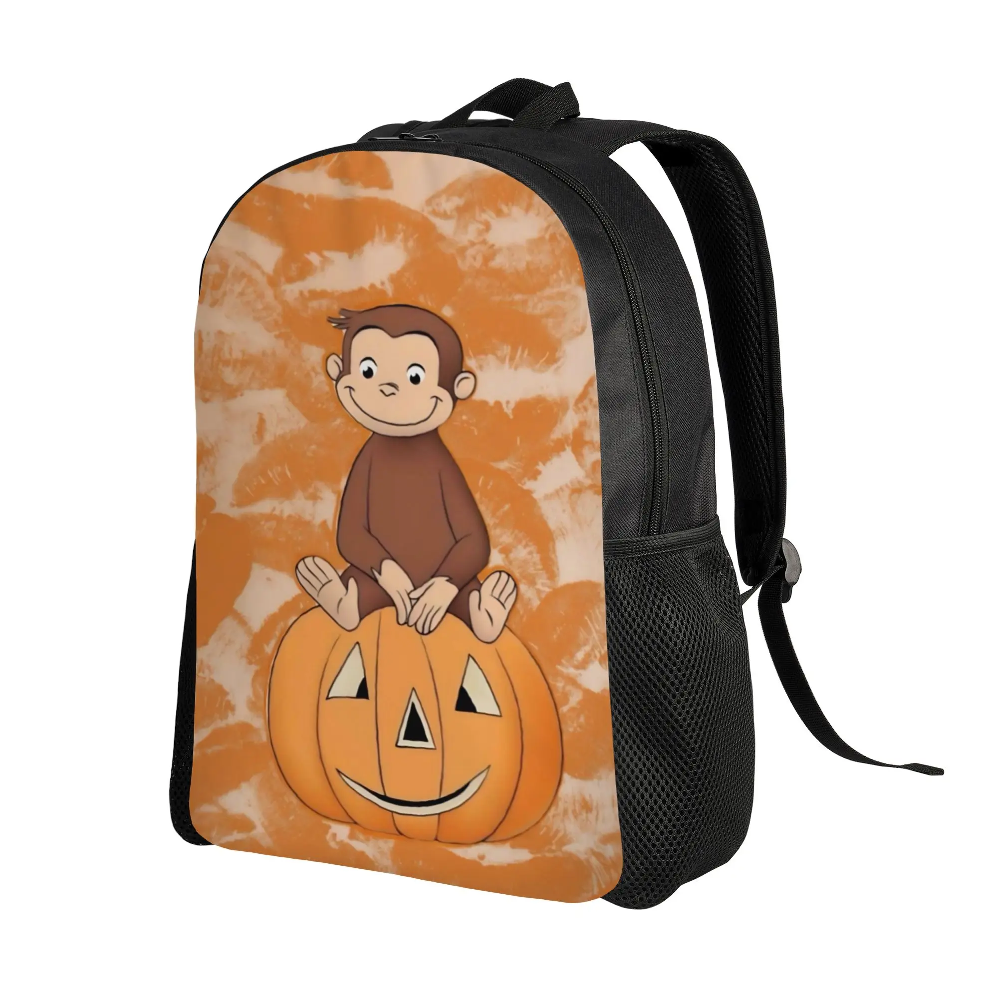 Cute Curious George Scene Backpack  Daily Backpacks Student Colorful Pattern School Bags Kawaii Rucksack