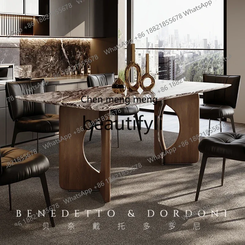 Marble long dining table household light luxury high-end table 2025 designer new model2936
