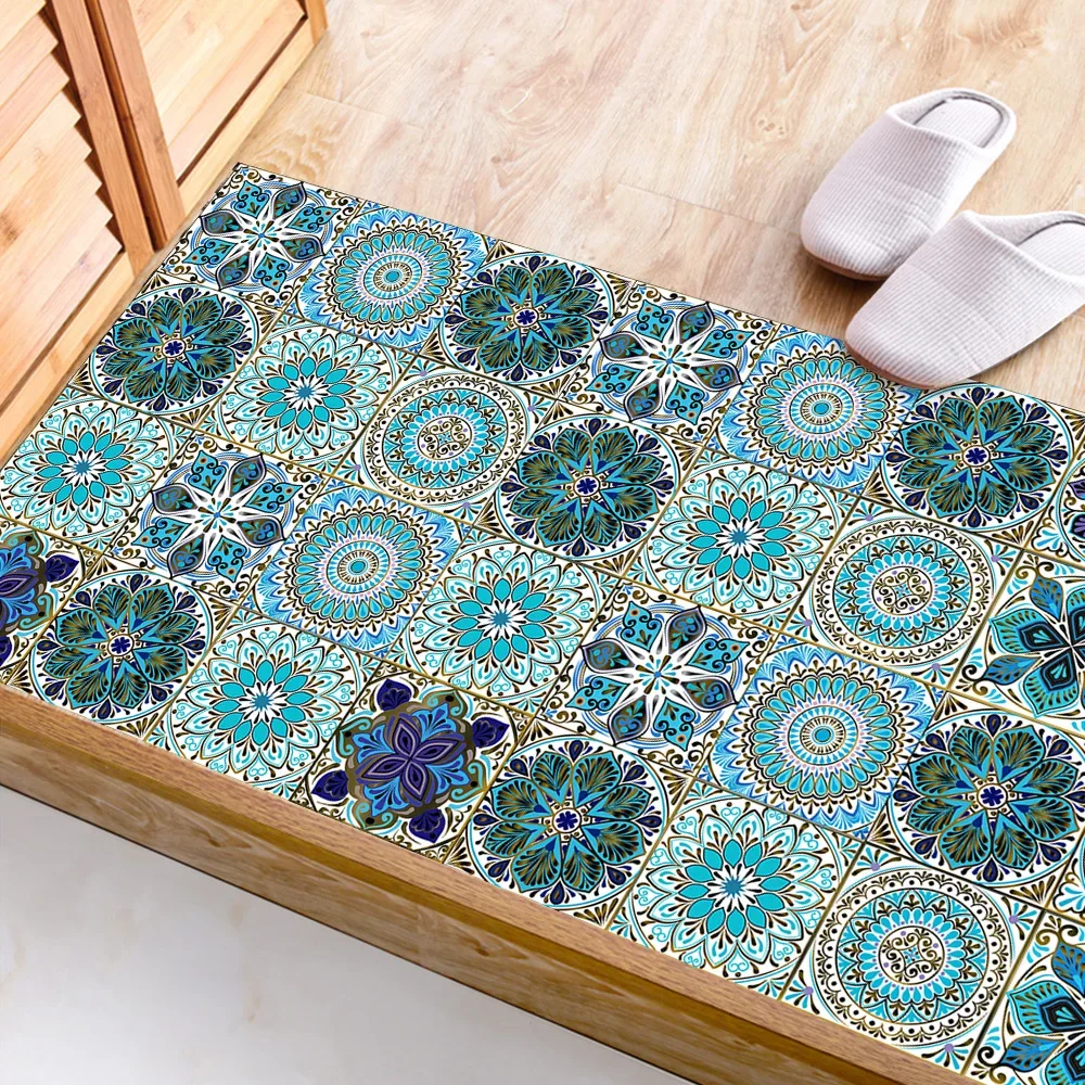 ماندالا نمط حلم الأزرق كريستال ورقة صلبة خلفية بلاط ملصق الأثاث المطبخ الحمام تجديد خلفية للزينة #3