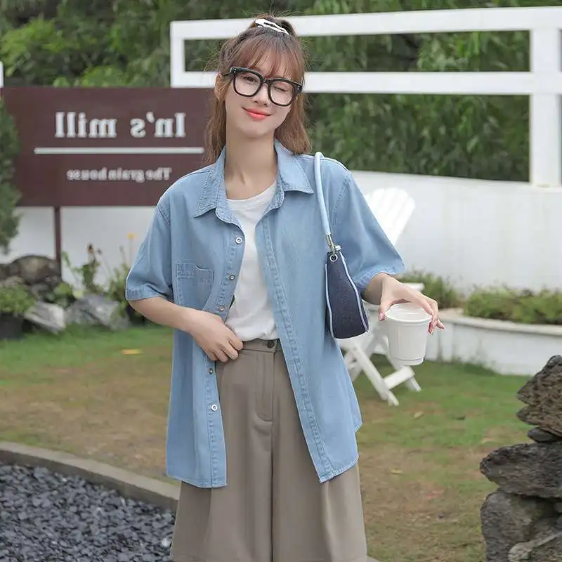 Women's Casual Fashionable Loose Short Sleeve Top Korean Style Lightweight Draped Design High-End Vintage Comfortable Leisure